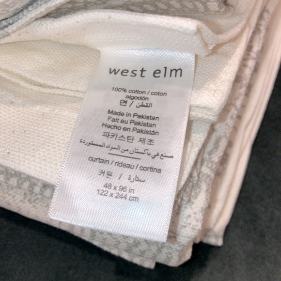 West Elm Echo Print Curtains Platinum Gray 48x96 (Pair - 2) - Picture 6 of 6